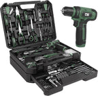 Prostormer Tool Set with 8V Cordless Drill, 369-Piece Home Tool Kit with Drill Driver, Toolbox Storage Case with Drawer, General Household Tools for Home Repairs and DIY, Handyman (Green)