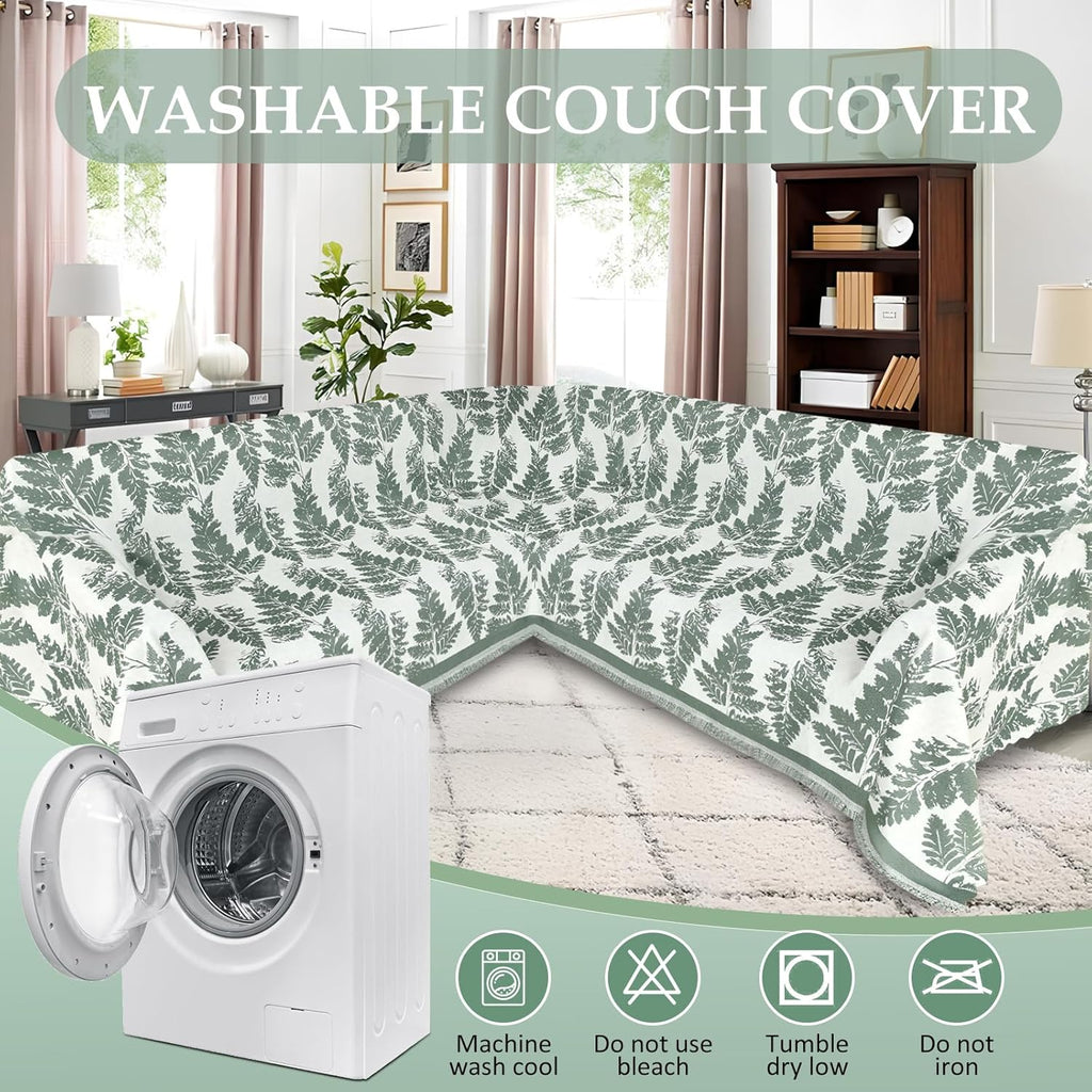 1OO% Waterproof Sectional Couch Covers for Dogs L Shaped Corner Sofa Cover Washable Chenille Sofa Slipcovers Blanket Modern Jacquard Pet Furniture Protector (91"x252", Sage Green)