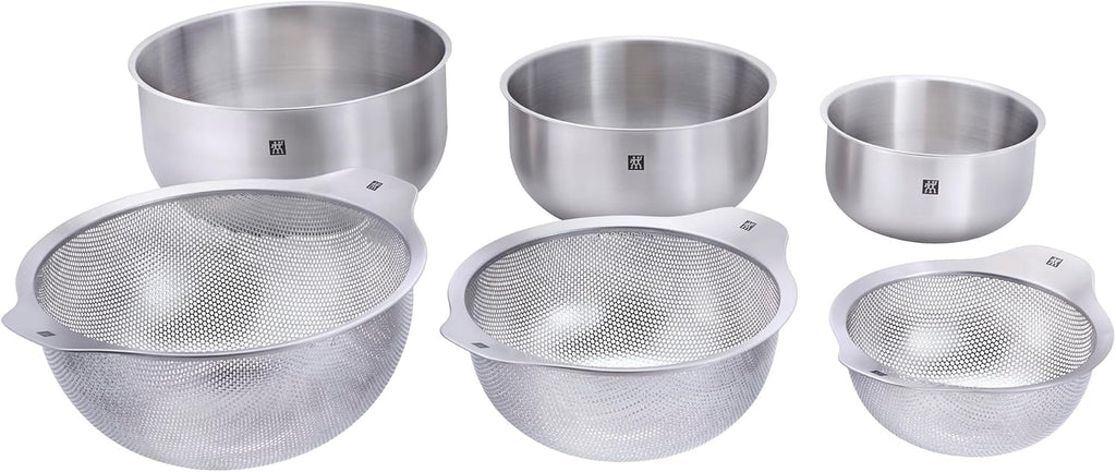 ZWILLING Prep 6-pc Brushed Stainless Steels Nesting Bowls & Strainers Set