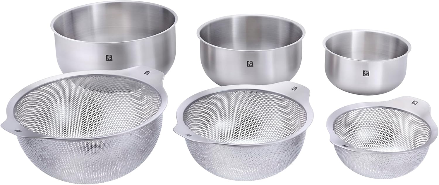 ZWILLING Prep 6-pc Brushed Stainless Steels Nesting Bowls & Strainers Set