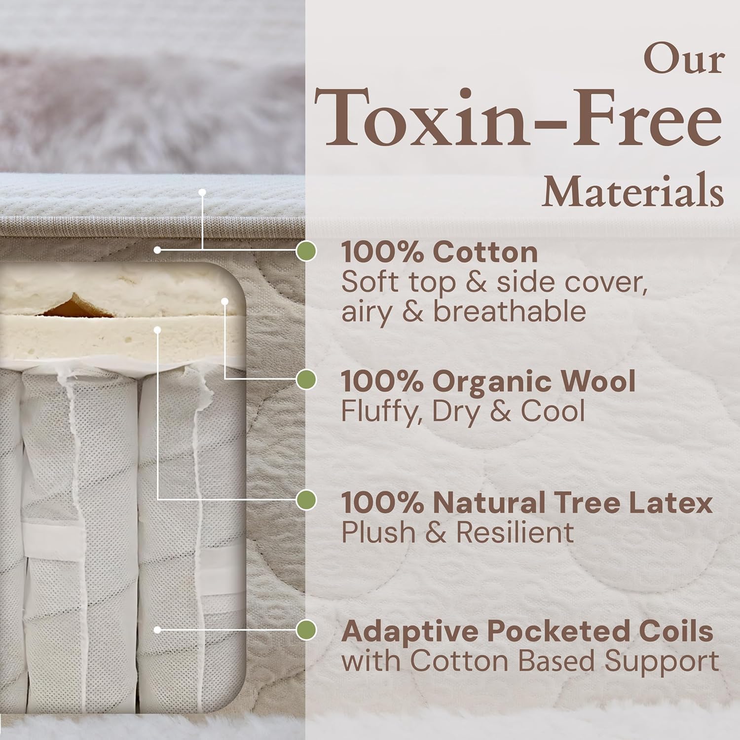 CottonSleep All Natural Mattress (100% Organic Cotton, Wool, & GOTS Latex, Made in The USA) Non Toxic, Fiberglass Free Hybrid Pocket Coil and Plush Foam Bed in A Box Medium Soft - Twin, 13"