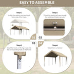 Carport Replacement Canopy Cover 12'x20' for Tent Top Garage Shelter Cover, 800D Heavy Duty Oxford Waterproof & UV Protected Car Canopy Tarp with Ball Bungees (Frame is not Included)
