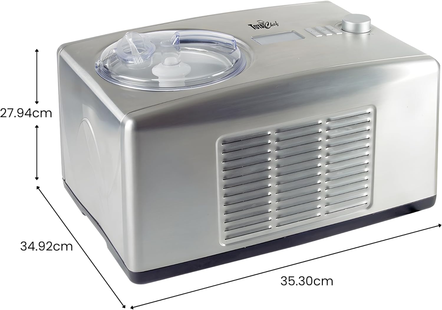 Total Chef Automatic Ice Cream Maker - Built-In Compressor 2 in 1 Frozen Yogurt, Gelato & Sorbet Maker, Nieve Treats, No Salt or Prefreezing, 1.6 Qt Stainless Steel, Helado de crema
