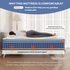 Queen Size Mattress, 14 Inch Hybrid Pillow Top Mattresses in a Box with Gel Memory Foam & Individually Pocket Coils, Medium Firm Mattress for Back Pain, Pressure Relief, Fiberglass Free
