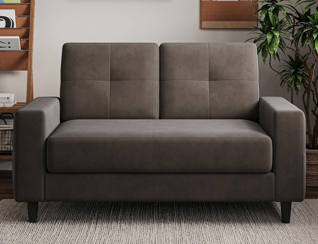 Txtin's Loveseat Sofa 53" Small Couches for Small Spaces 2 Seater Mini Couch for Bedroom Comfy Modern Love Seat for Apartment Office Living Room Brown