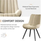 Mid Century Modern Dining Chairs Set of 4, Soft Cushion Upholstered Fabric Kitchen Chairs, Dark Beige
