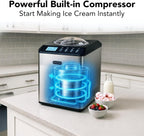 Whynter Ice Cream Maker Machine Automatic 2.1 Qt. Upright with Built-In Compressor, LCD Digital Display & Timer, No Pre-Freezing, ICM-201SB, Stainless Steel
