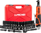 LLNDEI 3/8" 58Pcs Cordless Electric Ratchet Wrench Set with Socket Set,12V High Capacity Electric Wrench(40FT-LBS(55N.M)) with Adjustable Speed, LED Light for Battery.