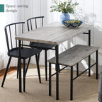 Best Choice Products 4-Piece Farmhouse Dining Table Set w/ 2 Black Spindle Chairs, Dining Bench, Kitchen Table, Windsor Chairs - Gray