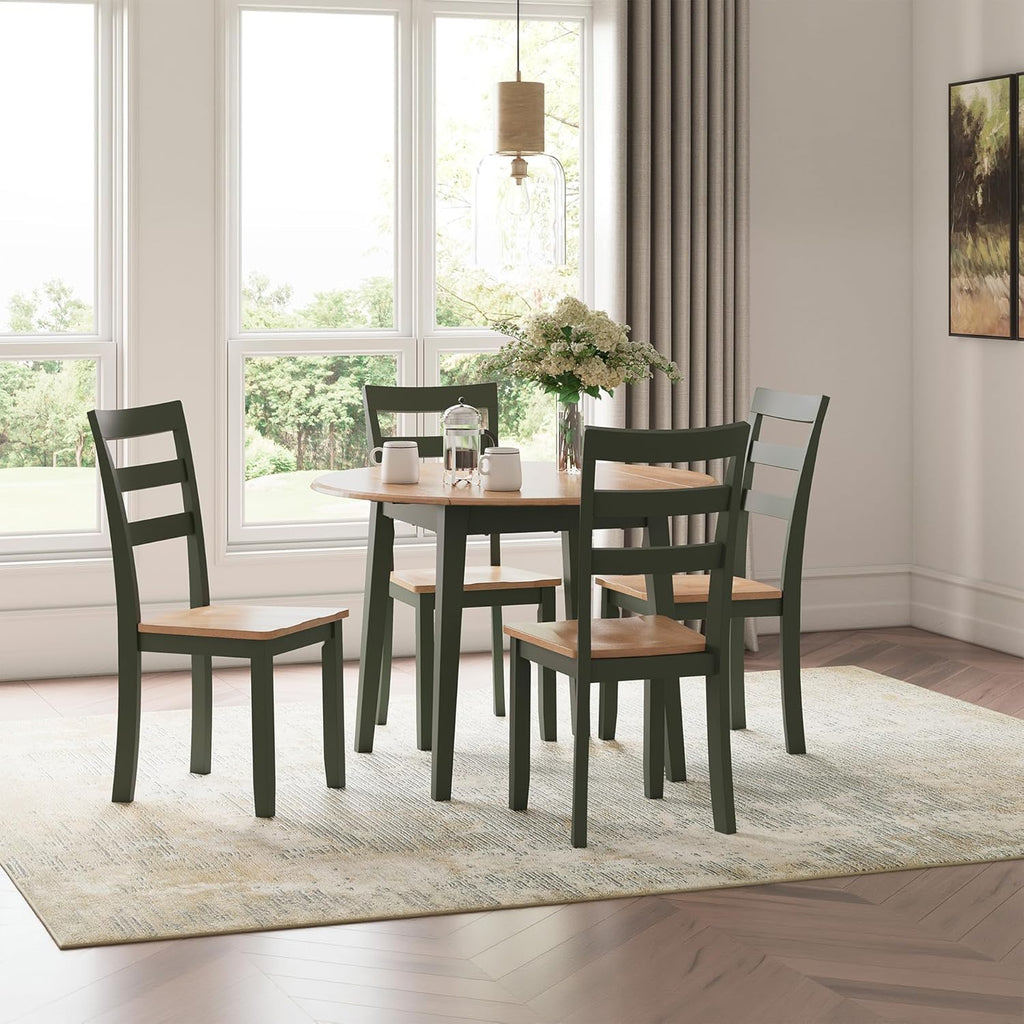 Signature Design by Ashley Gesthaven Modern Dining Drop Leaf Table with 4 Legs, Light Brown & Green