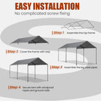 Morngardo Carport 10x20ft Heavy Duty Car Canopy, Portable Garage, Outdoor Cars Shelter Storage Shed, All-Season Cars Tent Car Port (Grey)