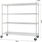 Trinity Basics 4-Tier Adjustable Wire Shelving with Wheels for Kitchen Organization, Garage Storage, Laundry Room, NSF Certified, 600 to 1800 Pound Capacity, 60” by 24” by 54”, EcoStorage Chrome