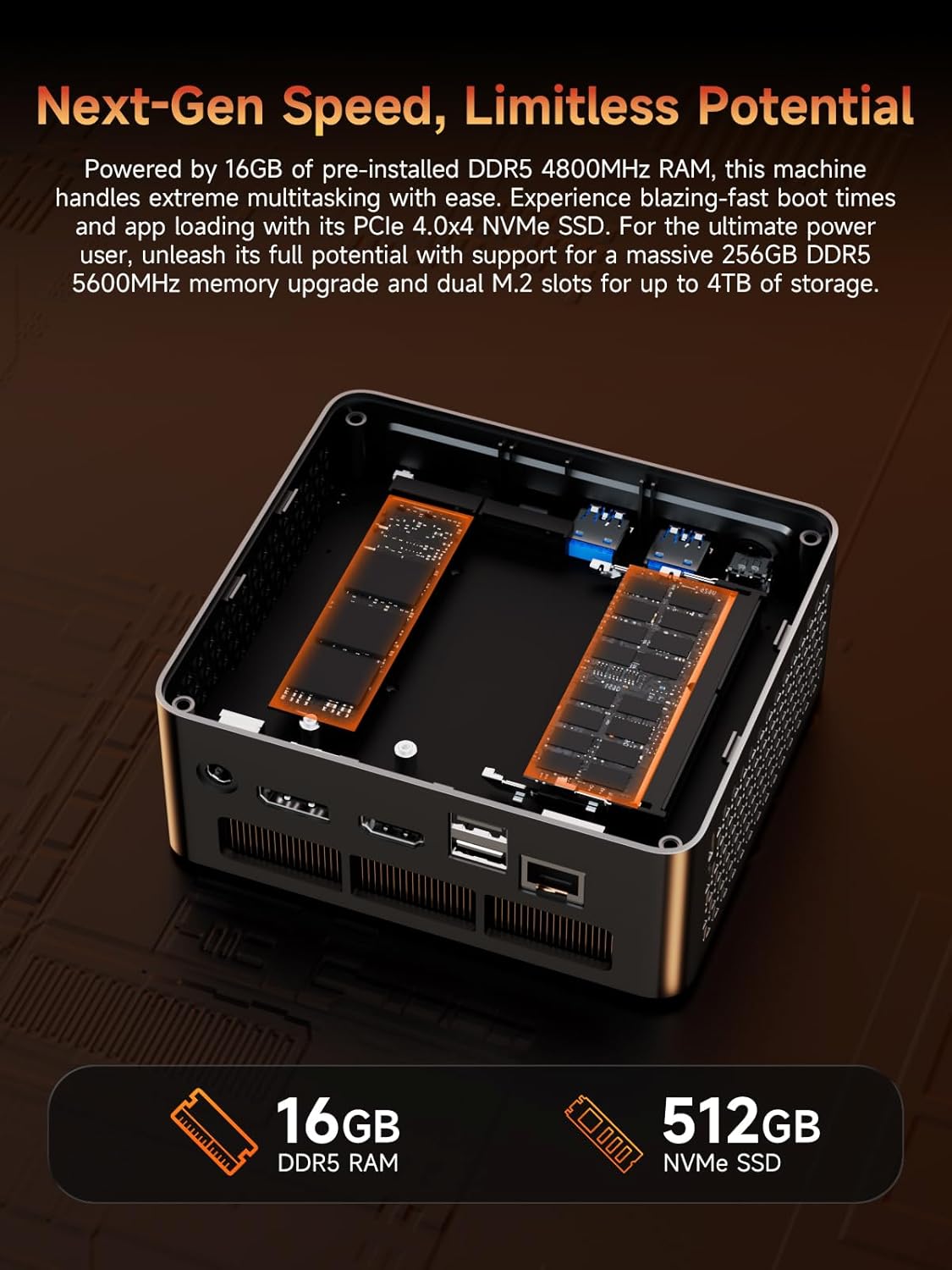 Bmax B8A Pro Gaming Mini PC  AMD Ryzen 7 8745HS (Beat i9-12900H)  16GB DDR5 512GB PCIe 4.0 SSD  Radeon 780M Graphics  8K Triple Display Mini Desktop Computer for Gaming  Office  AI Workstation