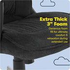 Serta® Hannah Executive Home Office Desk Chair, Ergonomic Mid-Back with Lumbar Support, Firm Seat Cushion, Layered Body Pillows, Padded Armrests, Swivel Base, Easy Assembly, Microfiber, Charcoal Gray