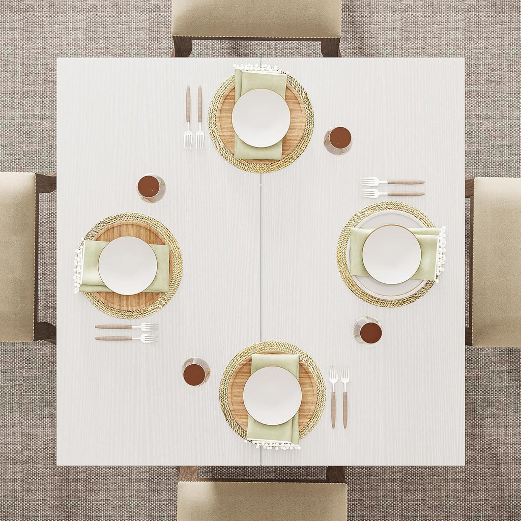 Tribesigns Square Dining Table for 4, 31.5-Inch Small Kitchen Table with Sturdy Pedestal Base, Farmhouse Dinner Table for Dining Room, Living Room, Kitchen, White