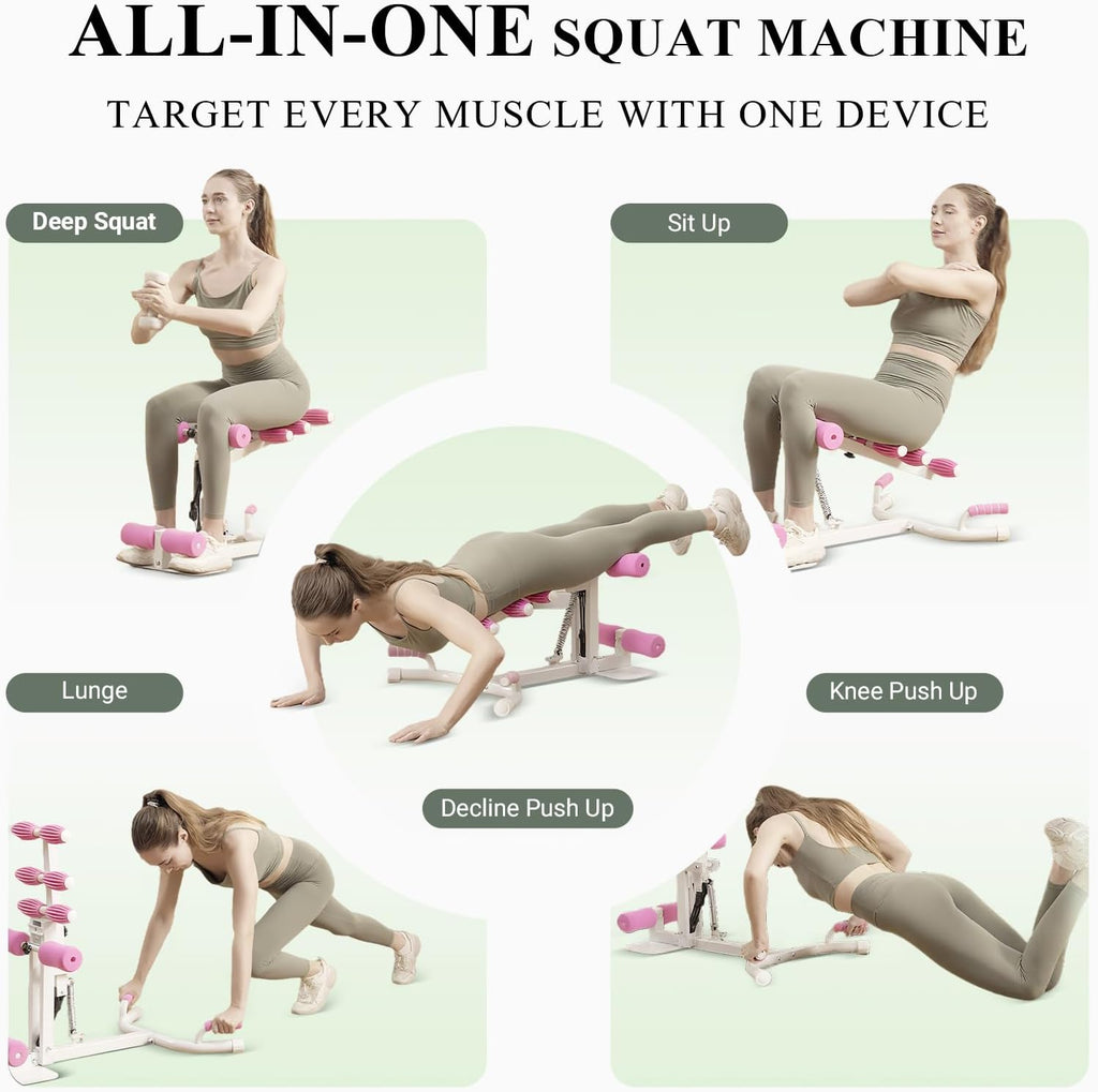 PAETA Squat Machine, Deep Squat Machine for Women, Glutes Workout Equipment with Adjustable Resistance Bands, Leg, Core & Ab Exercise Machine, Squat Assist Trainer for Home Gym