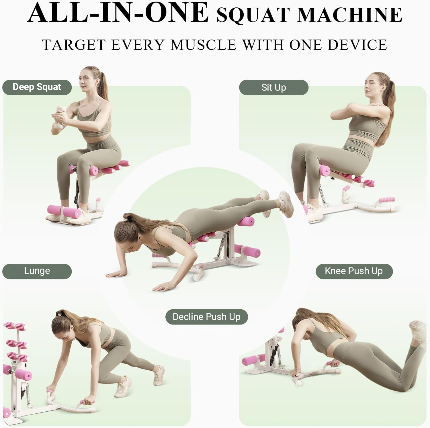 PAETA Squat Machine, Deep Squat Machine for Women, Glutes Workout Equipment with Adjustable Resistance Bands, Leg, Core & Ab Exercise Machine, Squat Assist Trainer for Home Gym
