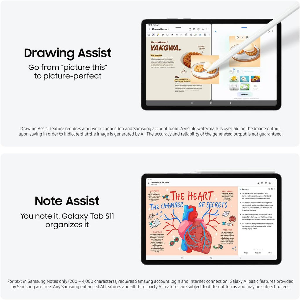 Samsung Galaxy Tab S11 128 GB WiFi Android Tablet  Large Display  Durable  Slim  Light  High Performance  Long Battery Life  S Pen for Note-Taking  AI Assist  US Version  Gray