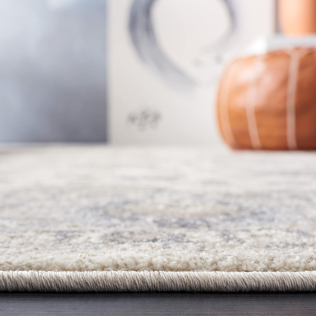 SAFAVIEH Sofia Collection 8' x 10' Ivory/Grey SOF330D Boho Tribal Oriental Distressed Non-Shedding Living Room Dining Bedroom Area Rug