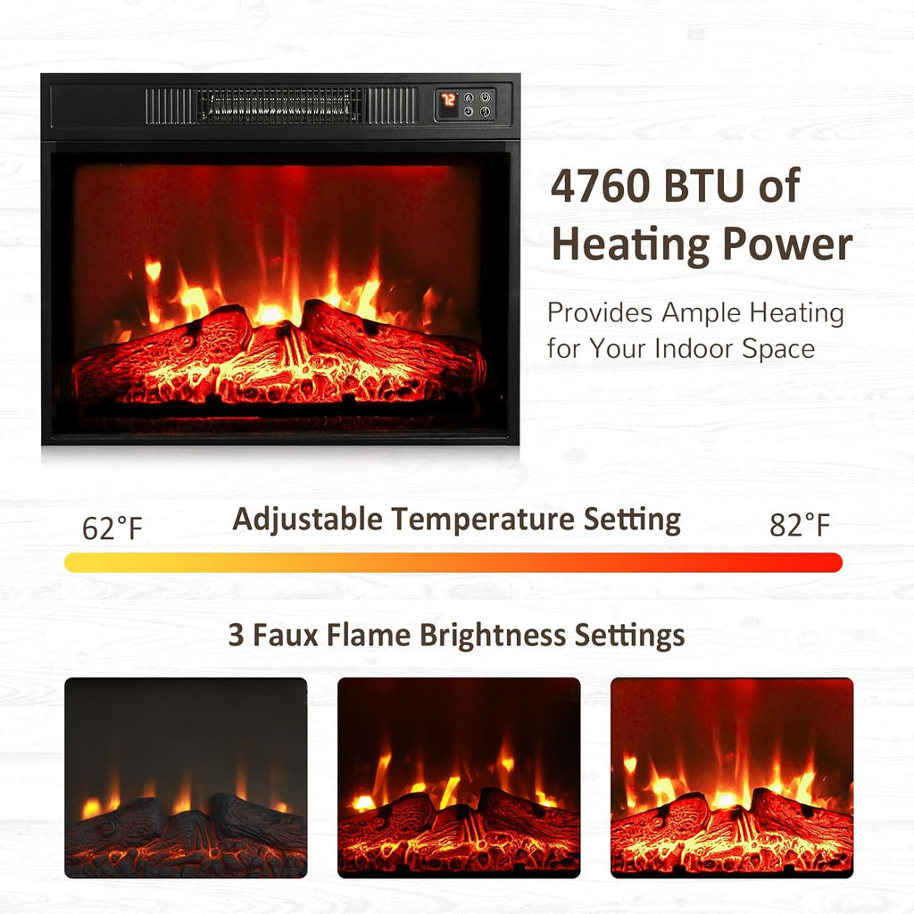 Naice 72" Electric Fireplace with Mantel and Cabinets, Fireplace TV Stand for Living Room Bedroom, Stacked Stone Surround and Remote Control 3D Realistic Flame