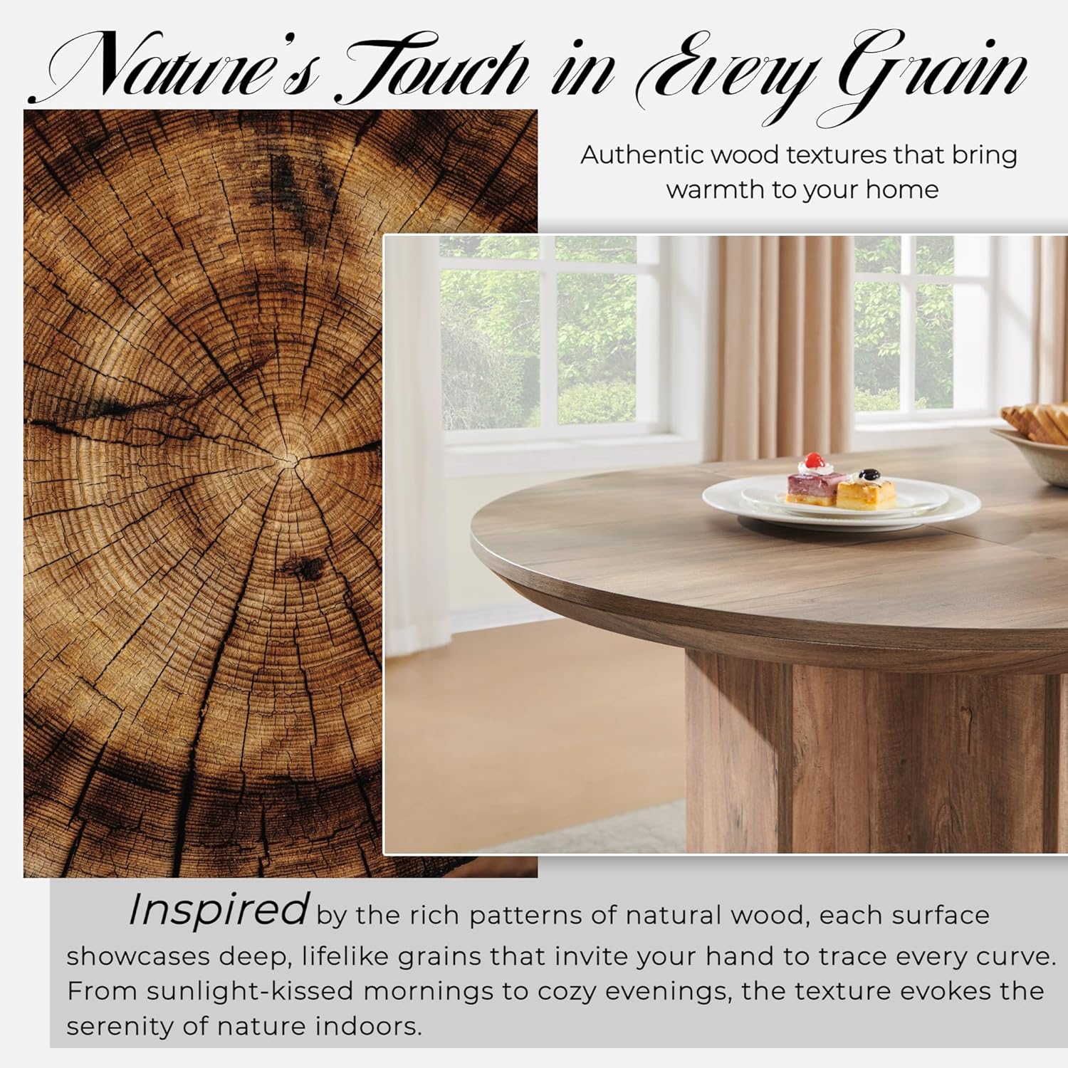 OKD 63 Inch Modern Wood Oval Dining Table for 4-6, Dining Room Table with Stable T-Shaped Base & Metal Frame & Thick Tabletop, Sturdy Kitchen Table for Dinner Room, Kitchen, Gathering, Rustic Oak