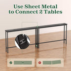 SUPERJARE 78.8 Inch Narrow Console Table with Outlet, Sofa Tables, Behind Couch Table, Long Entryway Tables with Charging Station, for Living Room, Black