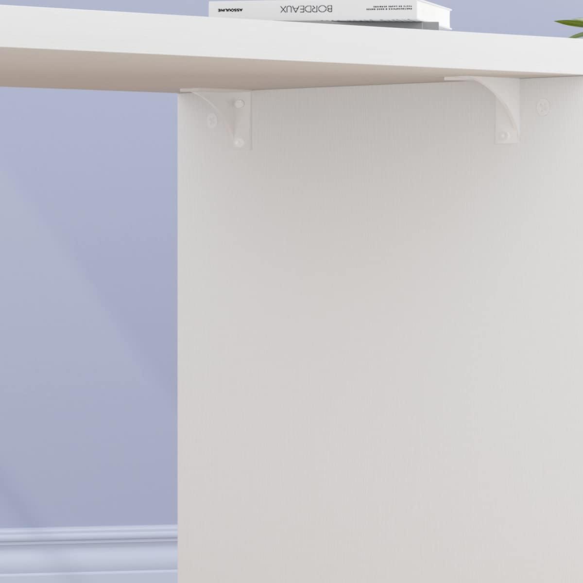 HSH White L Shaped Desk with Drawers Shelves, 360 Rotating Office Computer Desk with Storage Cabinet, Corner Home Office Desk Computer Table .55 Inch