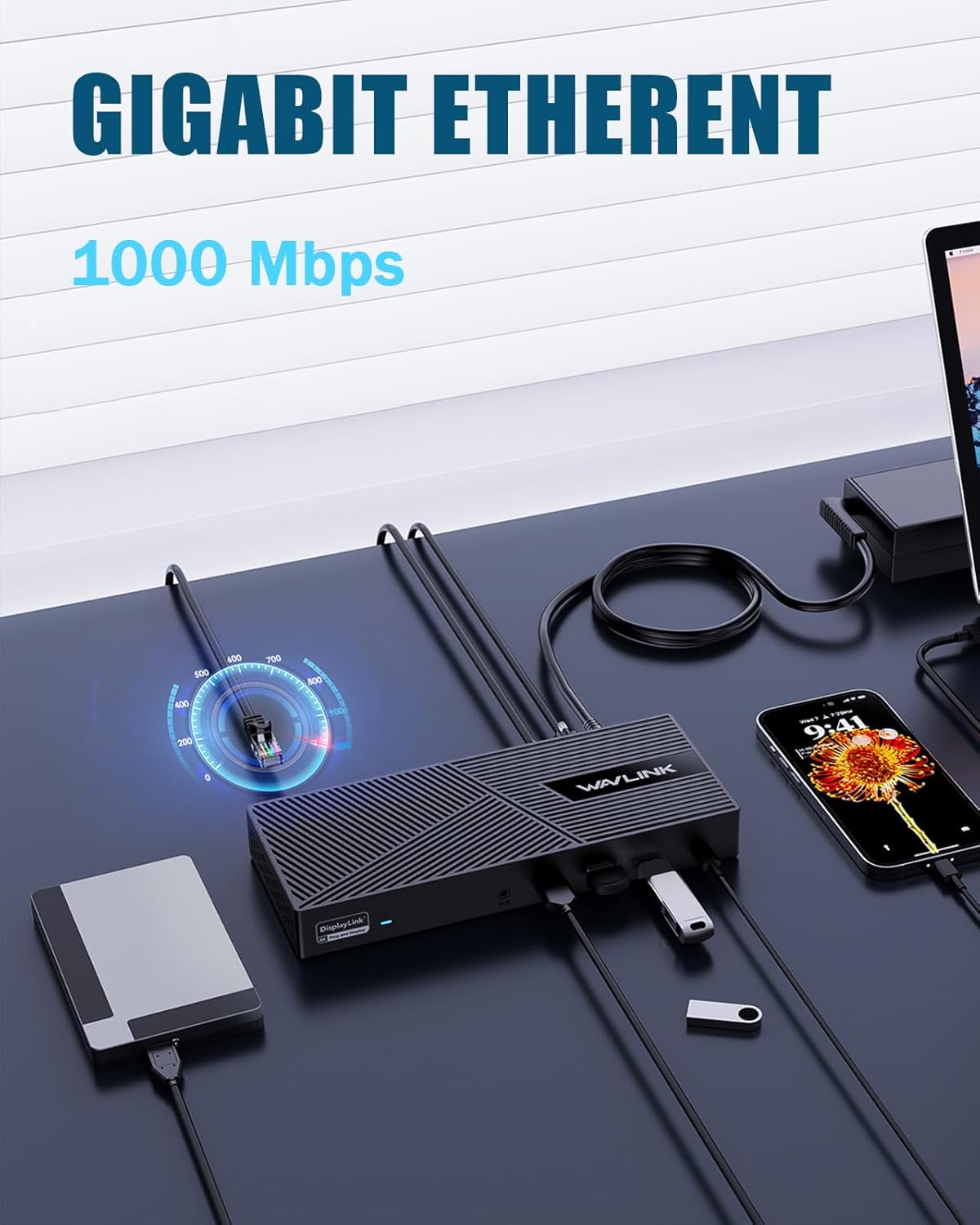 WAVLINK Displaylink Docking Station 3 Monitors with 130W Power Delivery  10Gbps USB for MacBook M1/M2/M3/Windows  USB-C(3 HDMI  2 DisplayPort  2 USB-C  4 USB3.1  Ethernet  Audio)