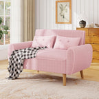 JAMFLY Pink Loveseat Sofa, 47.2'' Modern Small Space Sofa Set, High Density Sponge, Linen, Wood, 350 lbs Capacity