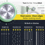 Mini Sewing Machine, 16 Stitches Dual Speed Portable Sewing Machine, Double Needle & Thread with Foot Pedal, LED Light and Sewing Kit, Easy to Use for Beginners, DIY Craft & Clothing Repair