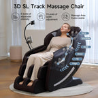 Real Relax Massage Chair Full Body with Unique Phone Controller,Heart and Blood Measurement, Zero Gravity 3D SL-Track Recliner with APP Control, Child Lock,Pause Button, Back Pad, Favor-06, Dark Brown