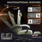 Homall Gaming Chair with Massage & Footrest, Ergonomic Computer Office Chair, High-Back Racing Style Reclining Chair with Adjustable Lumbar Support, Breathable Tech Fabric for Adults (Green)