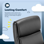 Serta Comfort Ergo Executive Office Chair, Ergonomic Mid-Back Design with Lumbar Support, Semi-Plush Double-Layer Seat Cushion, Padded Armrests, Swivel Metal Base, Bonded Leather, Black
