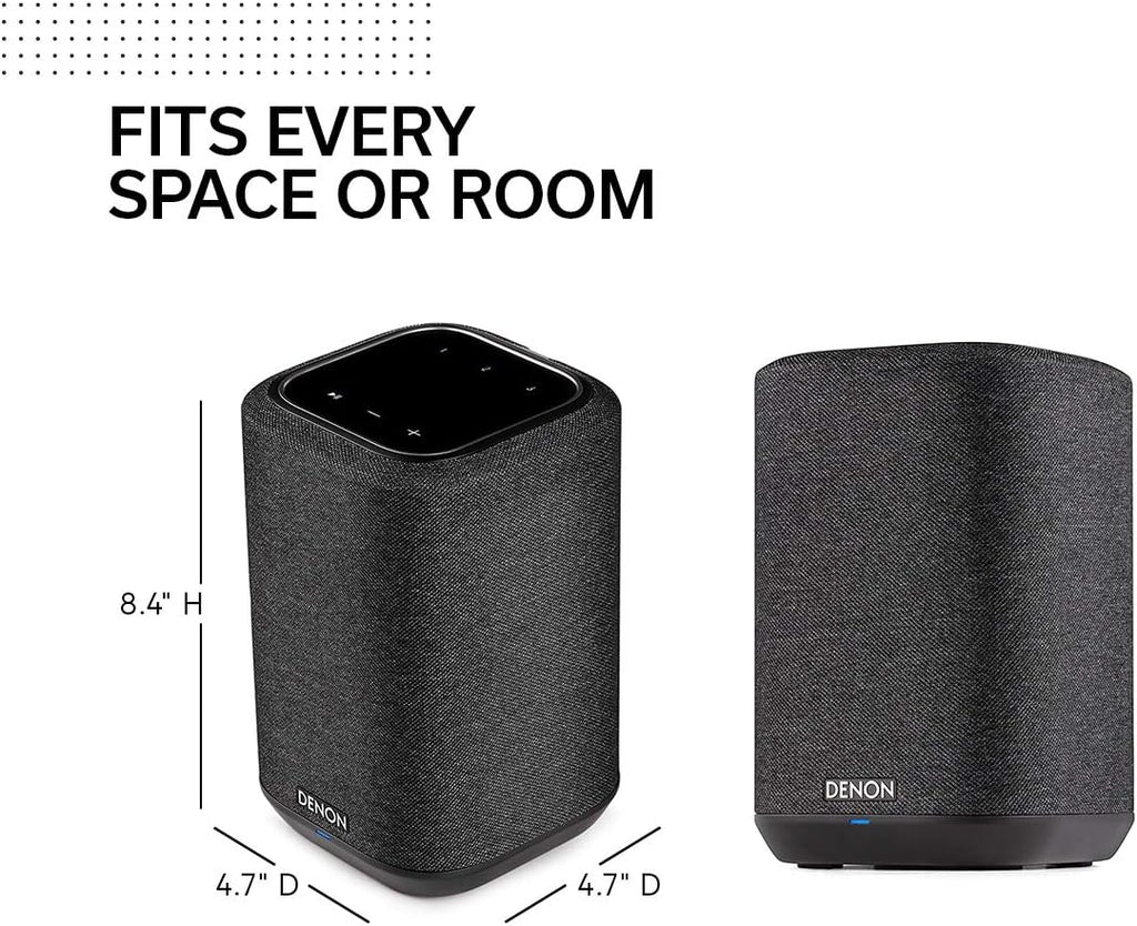 Denon Home 150 Wireless Smart Speaker – Compact Design  Wi-Fi & Bluetooth  HEOS Built-in  Alexa Built-in  Siri & AirPlay 2  Spotify Connect  Multi-Room Support  Black