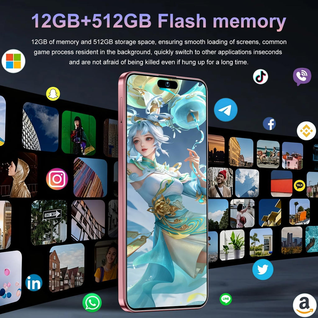 17PM Smartphone: Snapdragon 8 Gen 3, 12GB RAM + 512GB Storage, 7000mAh Battery, 6.99-inch Display, 68MP+108MP Camera, Android 15, 5G, Dual SIM - Superior OS Outperforms Competitors (Rose)