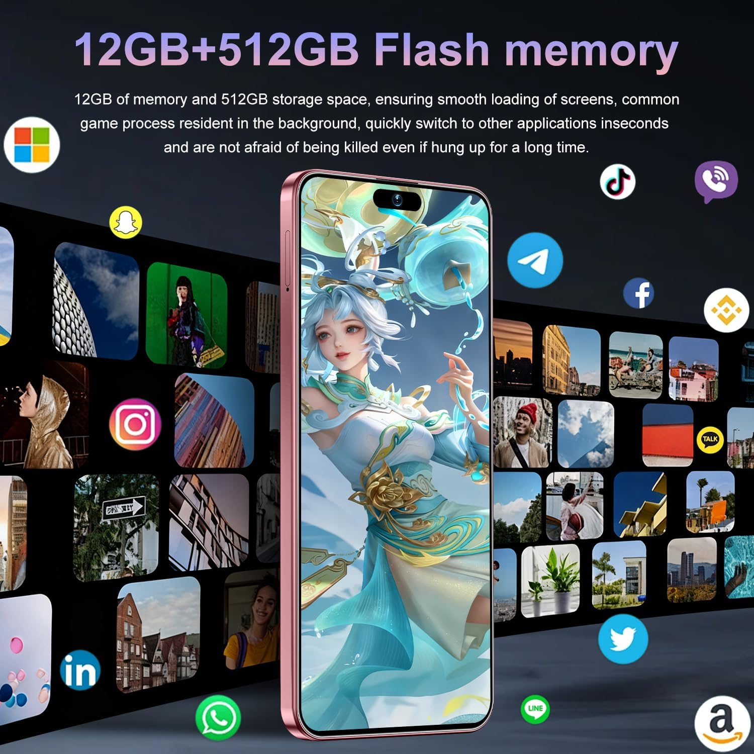 17PM Smartphone: Snapdragon 8 Gen 3, 12GB RAM + 512GB Storage, 7000mAh Battery, 6.99-inch Display, 68MP+108MP Camera, Android 15, 5G, Dual SIM - Superior OS Outperforms Competitors (Rose)