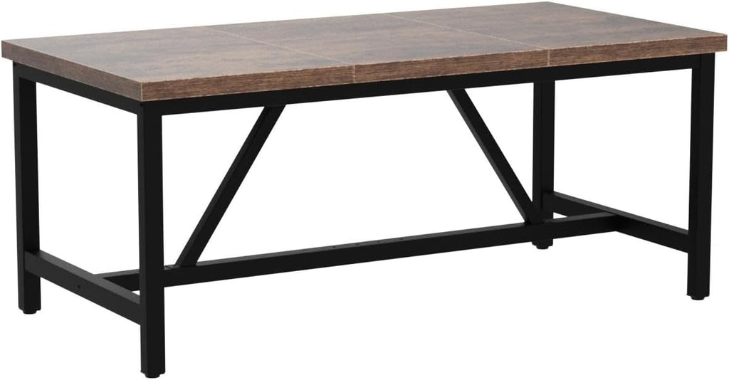 YITAHOME 70.8" Large Kitchen Dining Room Table for 6-8 People, Rustic Brown Farmhouse Industrial Wood Style Rectangle Apartment Dinning Room Dinette Tables for Eating Dinner