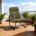 Kinfant Mid Century Modern Rocking Chair, Corduroy Upholstered Accent Chair with Metal Frame, High Back Nursery Glider Rocker, Comfy Reading Lounge Chair for Living Room Bedroom Small Space Green