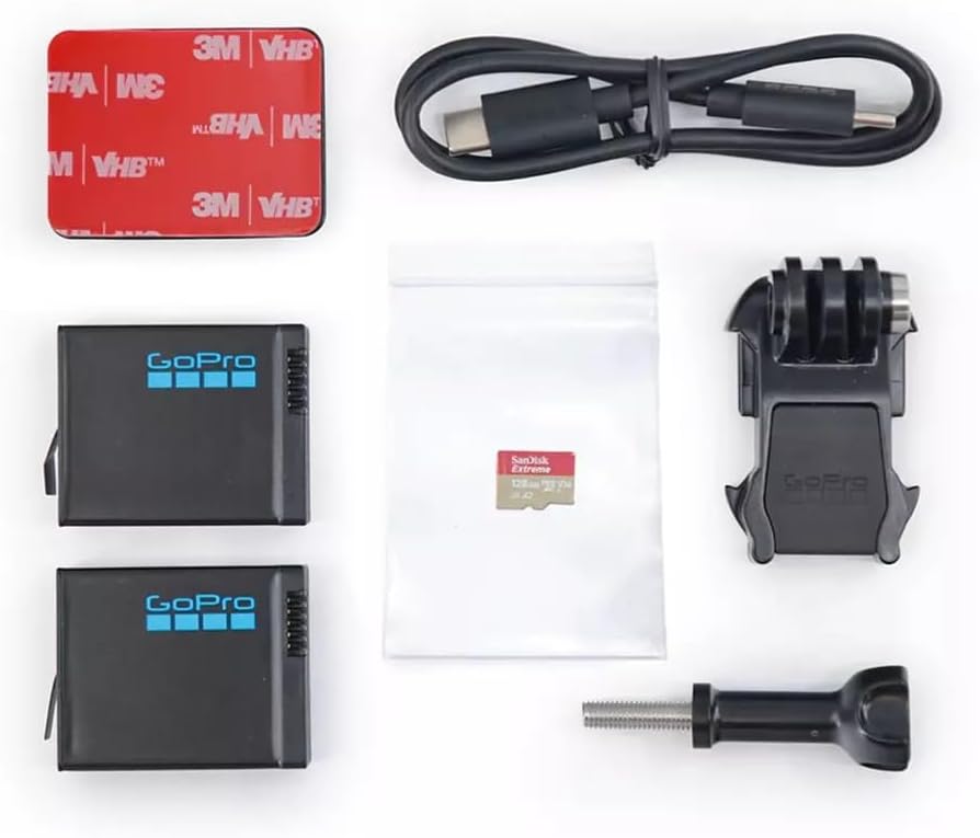 GoPro HERO13 5.3K HDR 27MP Black Action Camera with Accessory Bundle - Includes - 2 Enduro Batteries  1 Curved Adhesive Mounts  128GB SanDisk MicroSD Card  and Carrying Case (Renewed)