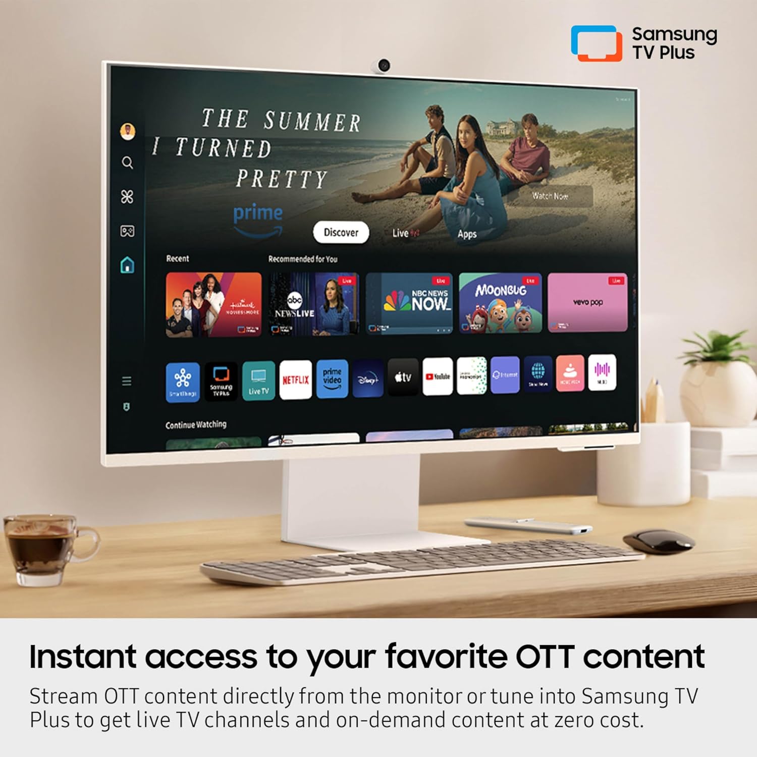 SAMSUNG 32-Inch M8 (M80D) Series 4K UHD Smart Monitor with Streaming TV  Speakers  HDR10+  AI Upscaling  USB-C  Ergonomic Stand  SlimFit Camera  Gaming Hub  LS32DM801UNXZA  2024