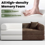 Convertible Sleeper Sofa Bed, 78" Corduroy Foldable Boneless Modular Couch, Memory Foam Compressed Sofa in A Box W/Plush Fabric Comfy Floor Lounge Couch for Living Room Apartment Bedroom, Brown