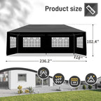 Party Tent, Tents for Parties, Outdoor Gazebo Wedding Patio Camping Carport Canopy Shade Canopy with Removable Sidewalls, Outside Event Tent for Garden, Backyard (10'x20' Six Sides Black)