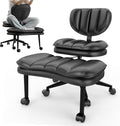Cross Legged Office Chair, Ergonomic Cloud Criss Cross Desk Chair, Meditation Chair with Wheels, Height Adjustable Seat for ADHD, Wide Kneeling Chair with Back Support, Matte Black