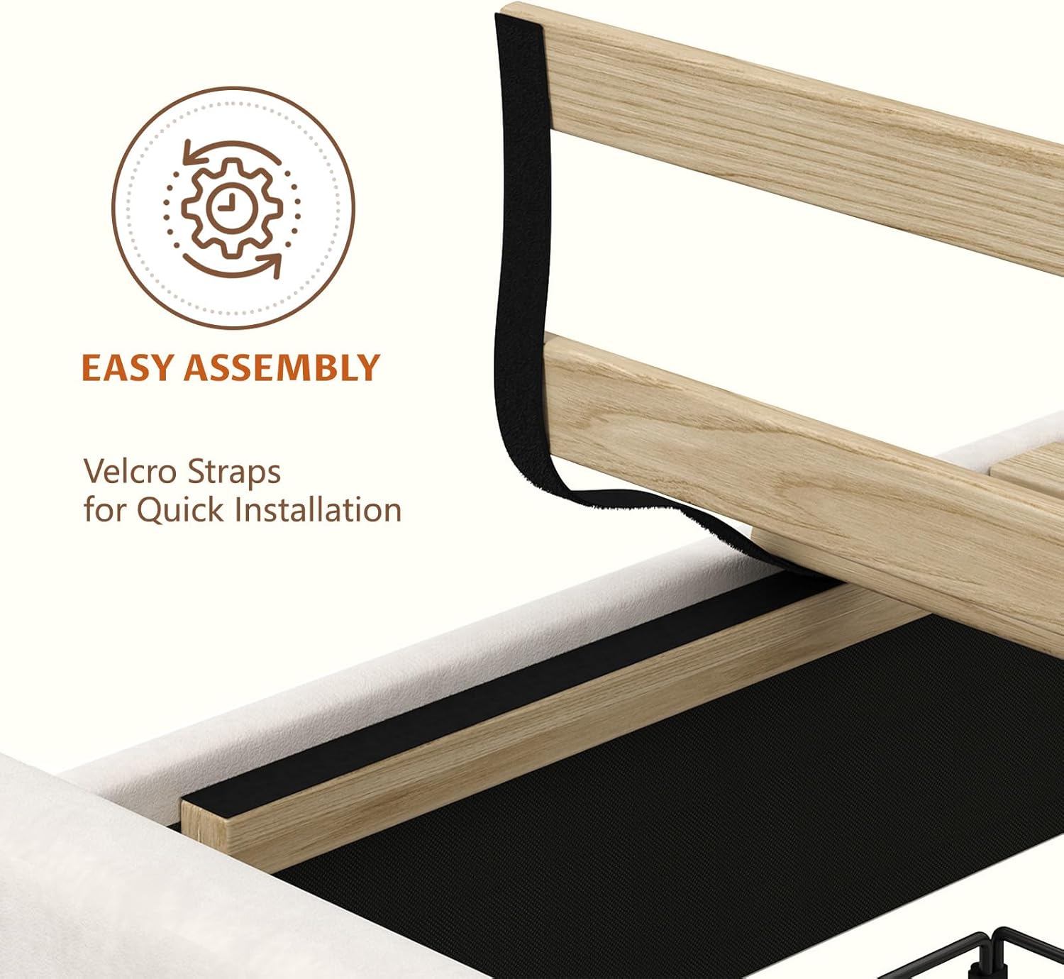 Twin Upholstered LED Bed Frame with Large Storage Drawer & Charging Station, Velvet Platform Bed with Stylish Rectangular Rounded Corner Headboard, Wooden Slats Support, No Box Spring Needed, Beige