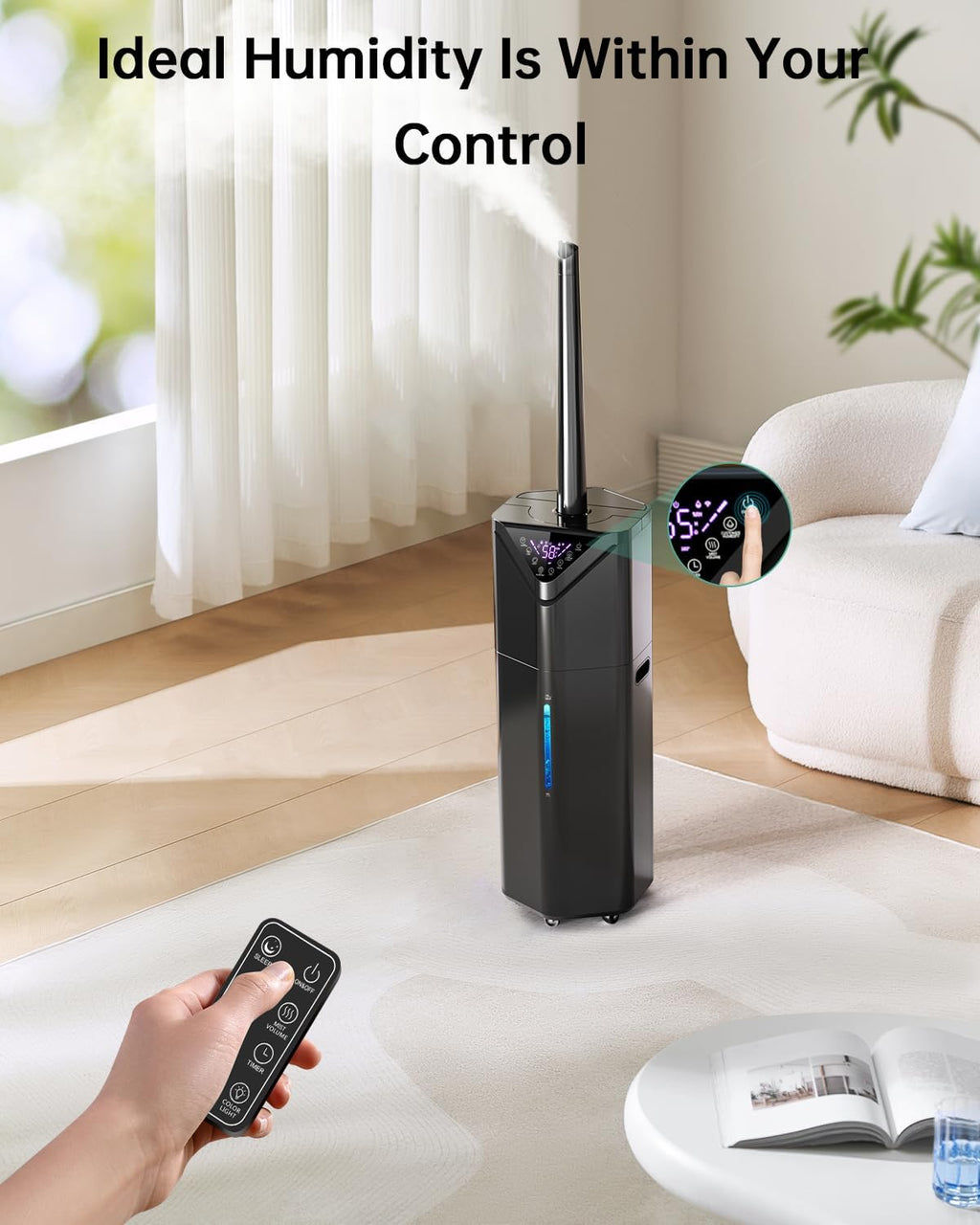 5Gal Humidifiers for Bedroom Large Room up to 2800ft², APP/Remote Control, 60H Supersized Cool Mist Humidifier with Auto 180°Mist Tube, 24H Timer, Top Fill Humidifiers for Home Office Plants