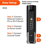ARRIS (G54) - Cable Modem Router Combo - Fast DOCSIS 3.1 Multi-Gigabit & BE 18000 WiFi 7 Comcast Xfinity  Cox  Spectrum Quad-Band 1  Up to 18 Gbps Max Speed