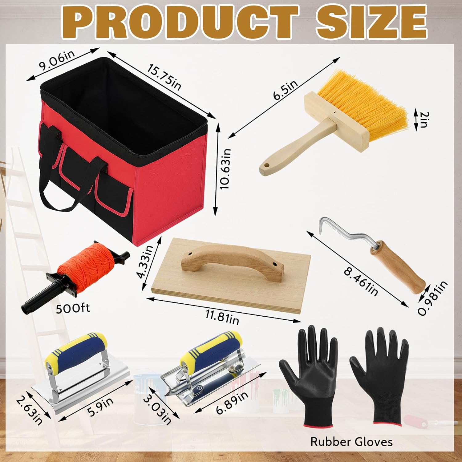 SiliFine 18 Pcs Masonry Trowel Construction Tool Kit with Tool Bag, Includes Putty Knives, Gloves Rebar Hooks, Stainless Steel Tools for Home, DIY, Concrete Masonry Work(Orange)