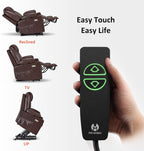 MCombo Electric Power Lift Recliner Chair Sofa with Massage and Heat for Elderly, 3 Positions, 2 Side Pockets, and Cup Holders, USB Ports, Faux Leather 7040 (Dark Brown, Medium)