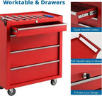 Heavy-Duty Rolling Tool Chest with 4 Lockable Drawers, Featuring a Sturdy Metal Cabinet and Smooth-Wheeling Mobility, Includes Protective Drawer Liners for Secure Storage