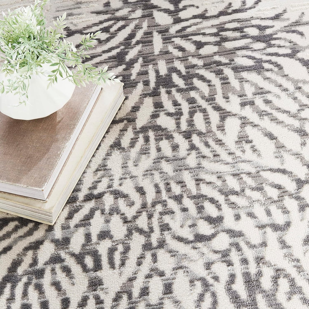 Nourison Home Pompeii Ivory Grey Blue 7'10" x 9'10" Area Rug - Easy Clean, Non Shedding, Bed Room, Living Room, Dining Room, Kitchen (8' x 10')